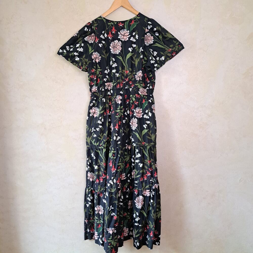 Anthropologie Somerset Maxi Dress Size XL Black Dark Floral Print Tiered - Picture 11 of 14